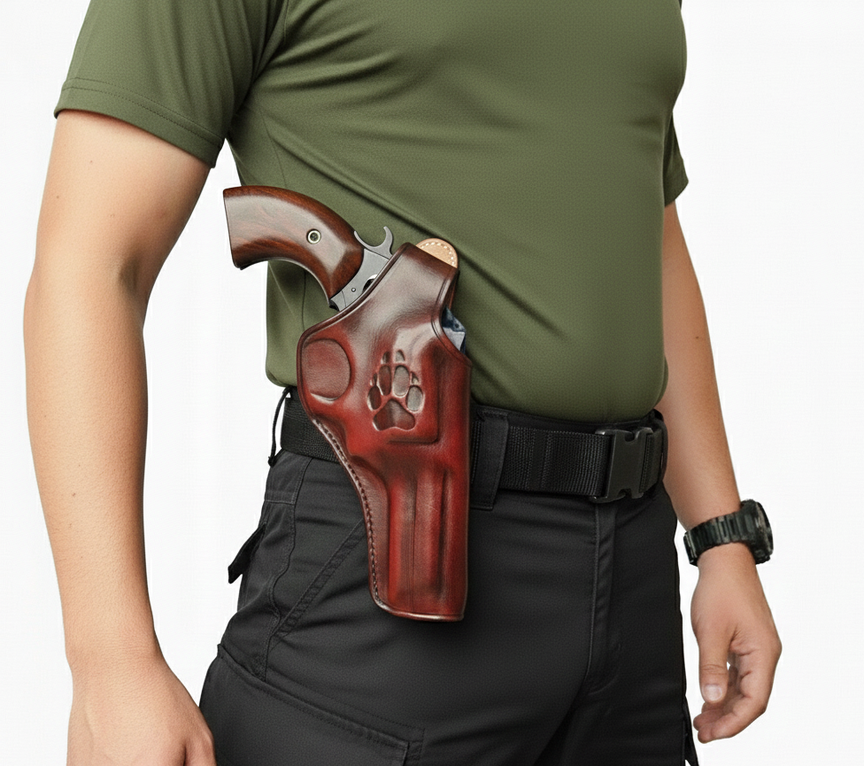Leather Paddle Holster fits Colt Python, Handmade